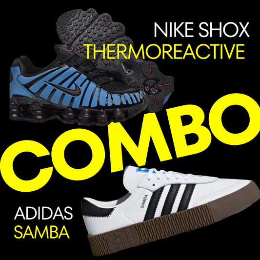 Nike Shox Thermoreactive black to blue & Adidas Samba black & white Combo