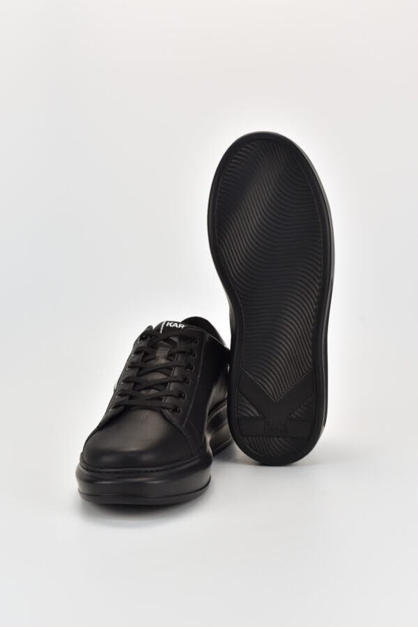Black Karl Lagerfeld Ladies Kapri NFT Lo Lace Black Lthr/Mono Sneakers