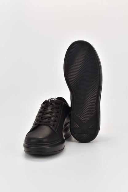 Black Karl Lagerfeld Ladies Kapri NFT Lo Lace Black Lthr/Mono Sneakers