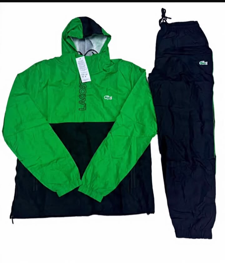 Lacoste Windbreaker Tracksuit / Anorak Tracksuit set Black &Green