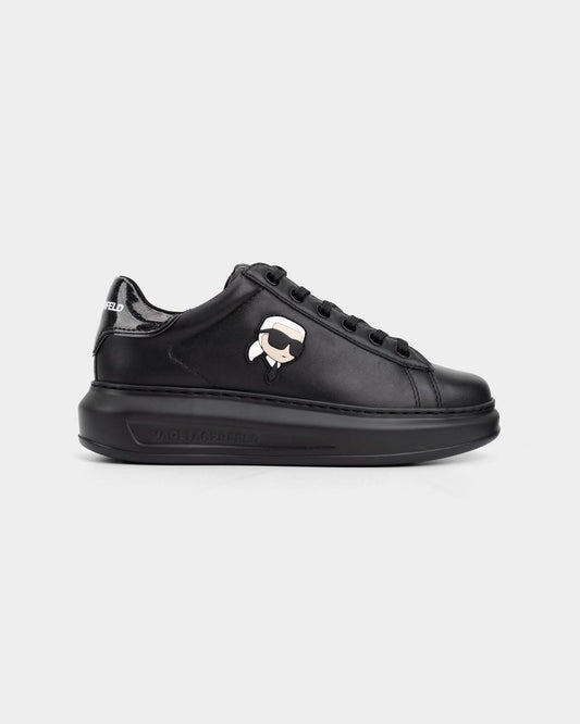 Black Karl Lagerfeld Ladies Kapri NFT Lo Lace Black Lthr/Mono Sneakers